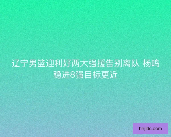 辽宁男篮迎利好两大强援告别离队 杨鸣稳进8强目标更近